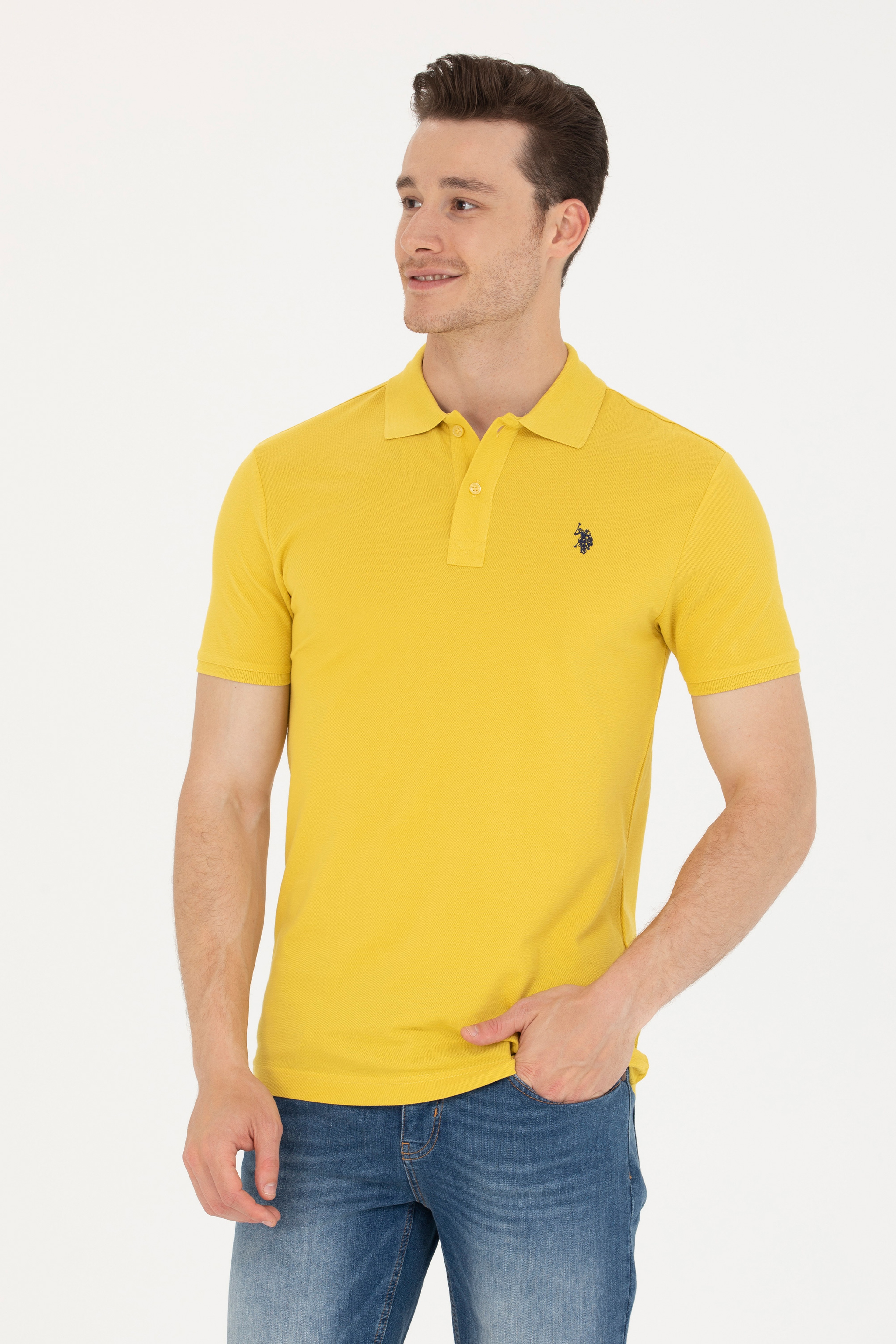 Erkek Safran Polo Yaka Basic T-Shirt - Image 1