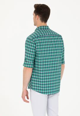 Erkek Kareli Yeşil Gömlek - 50231413005