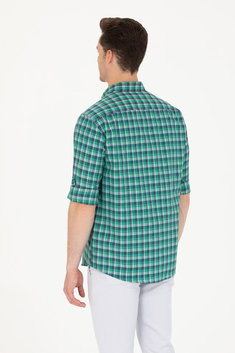Erkek Kareli Yeşil Gömlek - 50231413005