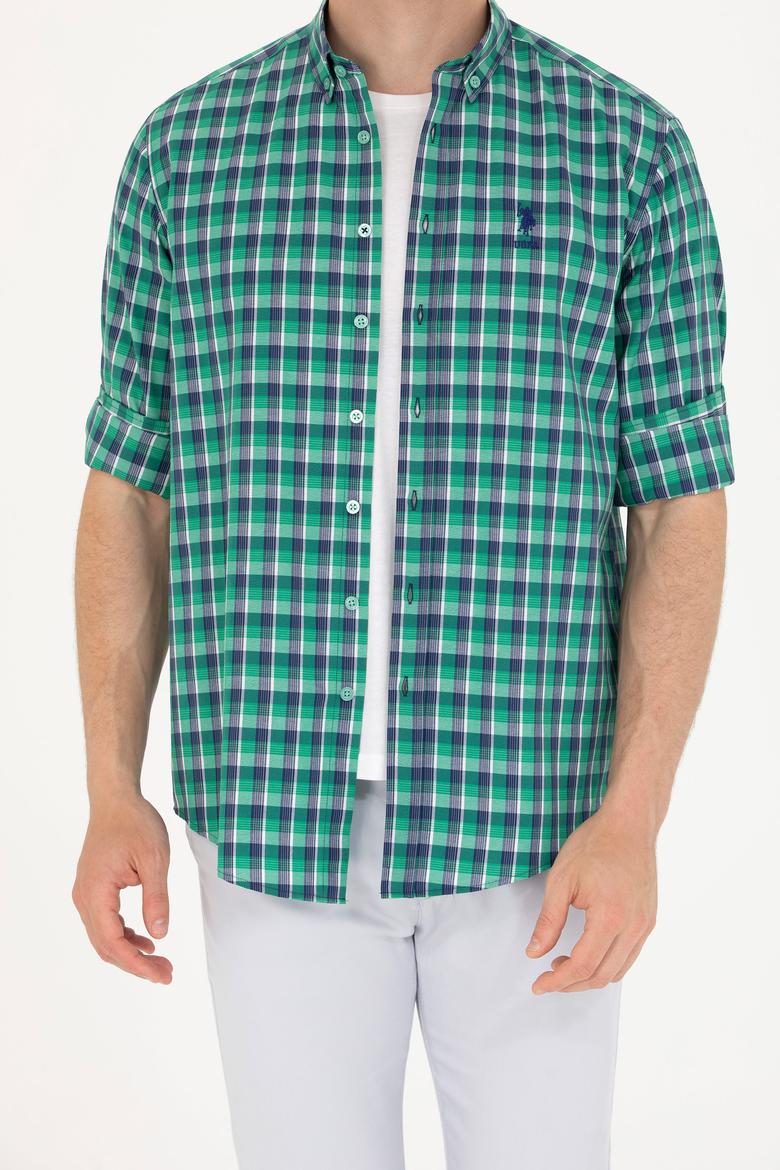 Erkek Kareli Yeşil Gömlek - 50231413005