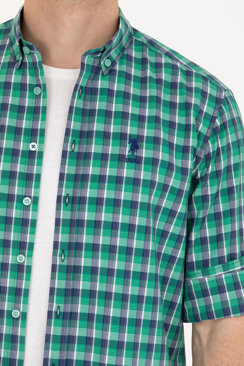 Erkek Kareli Yeşil Gömlek - 50231413005