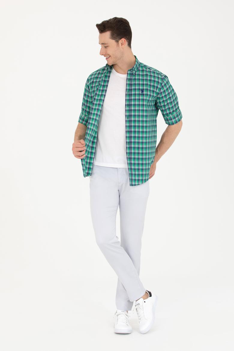 Erkek Kareli Yeşil Gömlek - 50231413005