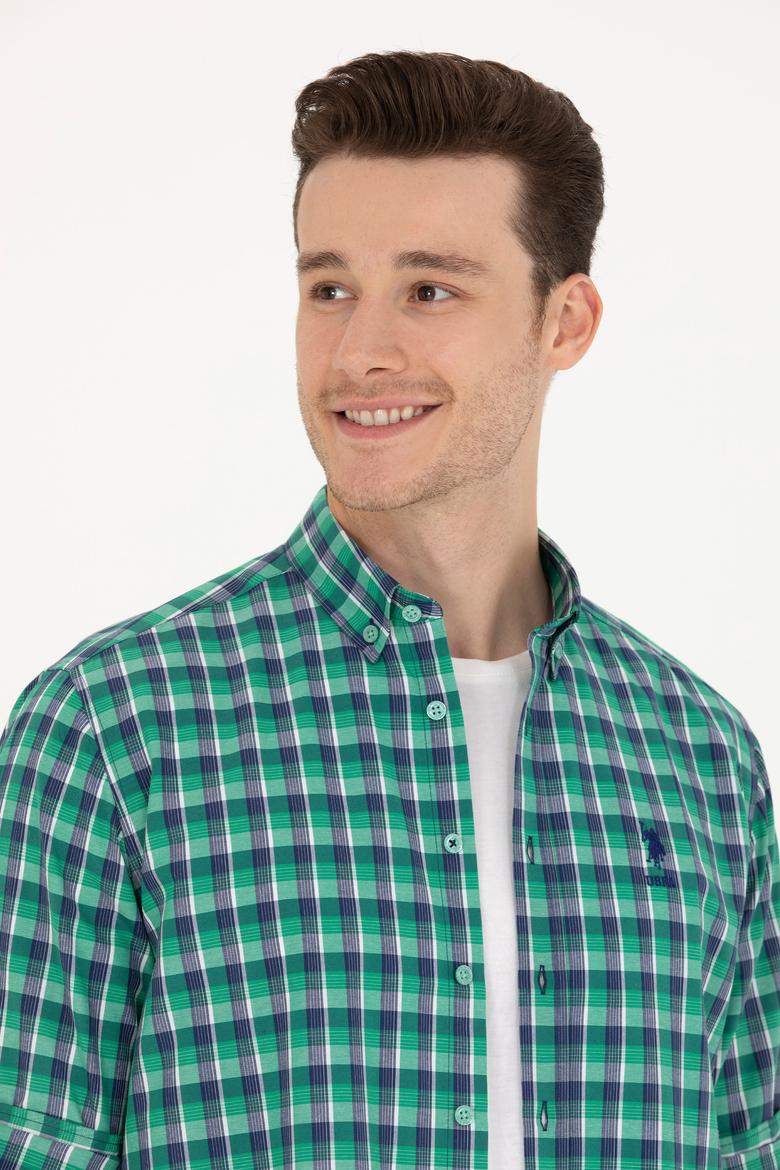 Erkek Kareli Yeşil Gömlek - 50231413005