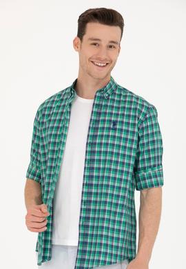 Erkek Kareli Yeşil Gömlek - 50231413005