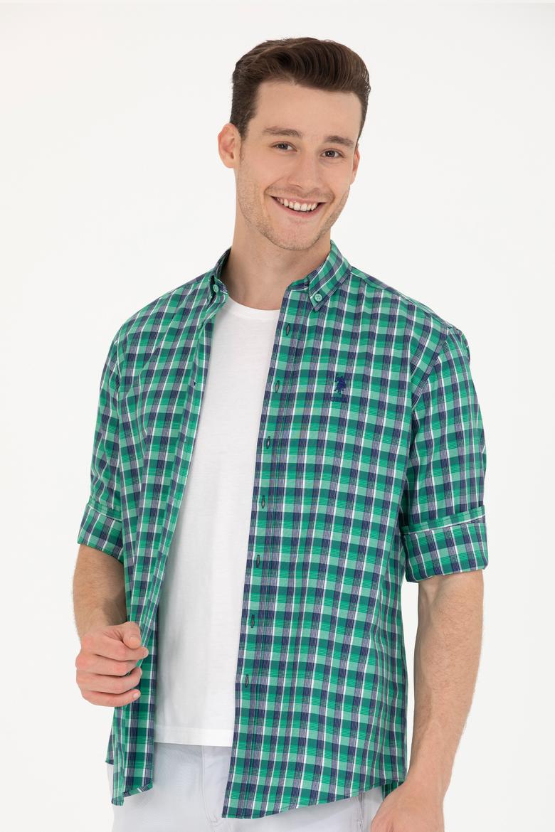 Erkek Kareli Yeşil Gömlek - 50231413005
