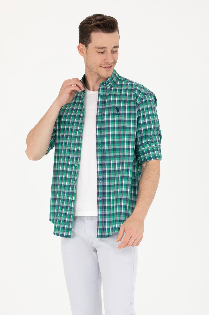 Erkek Kareli Yeşil Gömlek