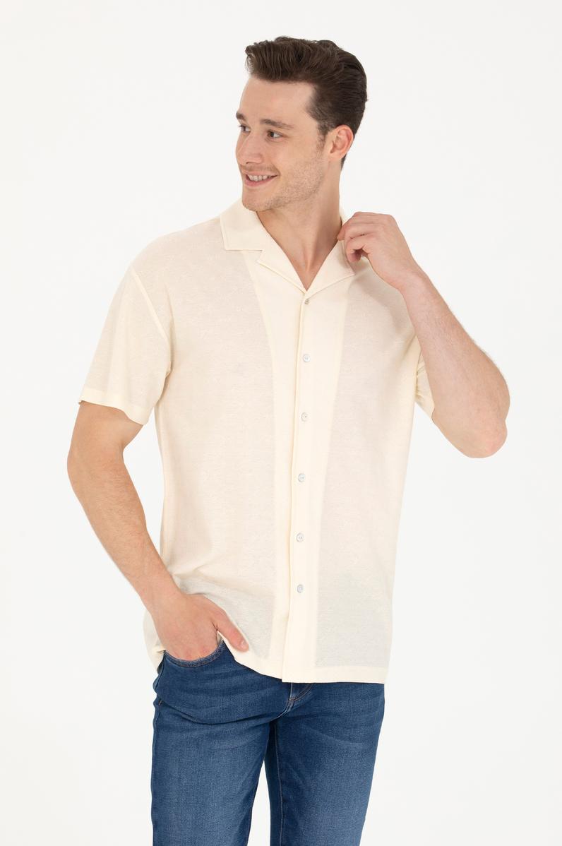 Erkek Krem Comfort Polo Yaka Tişört