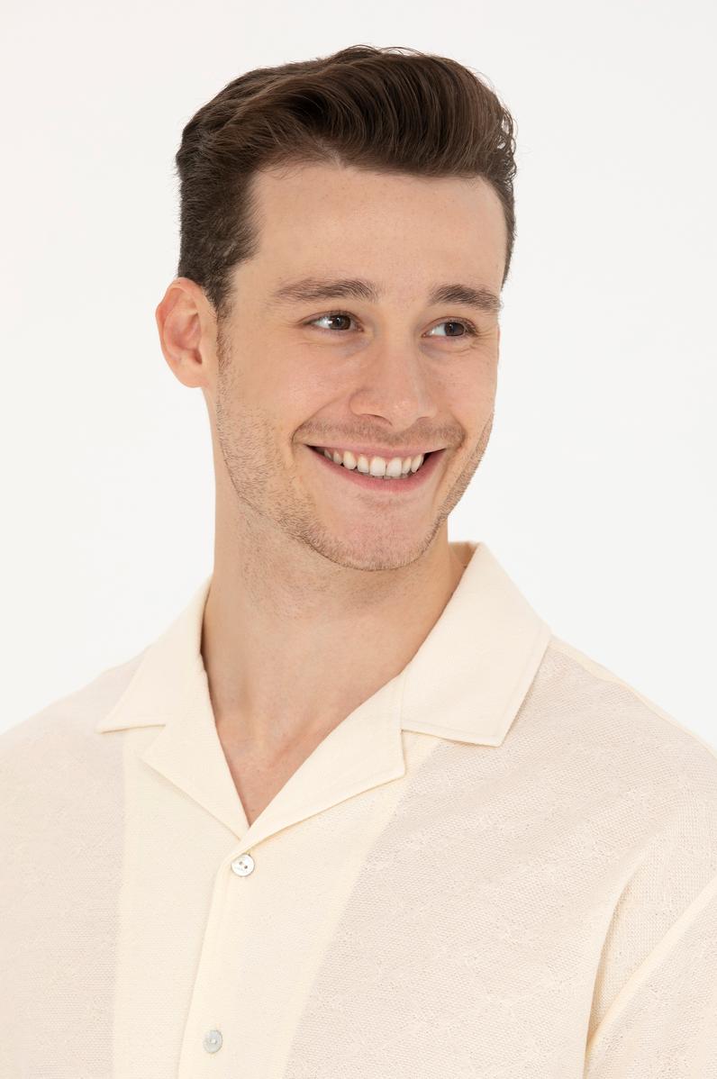 Erkek Krem Comfort Polo Yaka Tişört