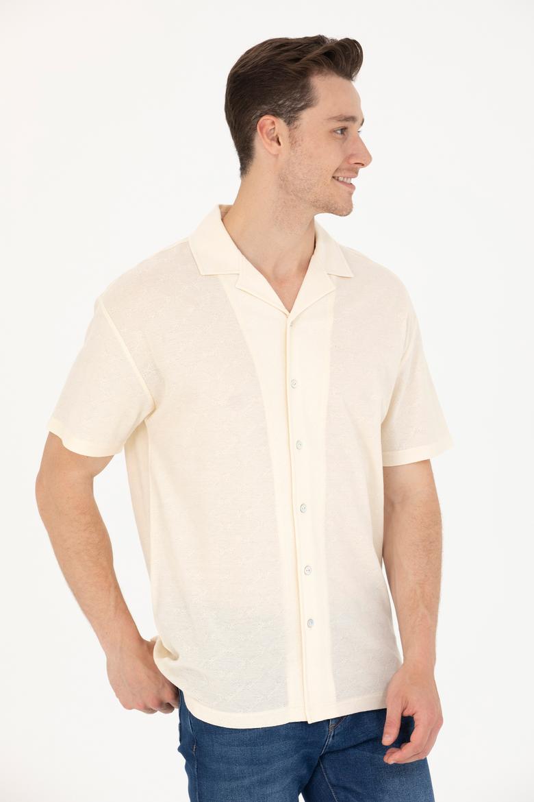 Erkek Krem Comfort Polo Yaka Tişört - 50263354013