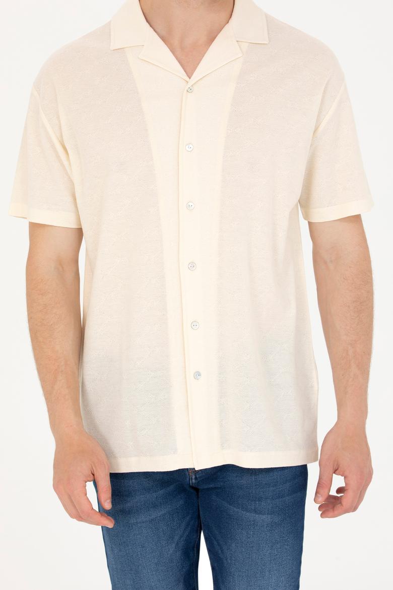 Erkek Krem Comfort Polo Yaka Tişört - 50263354013