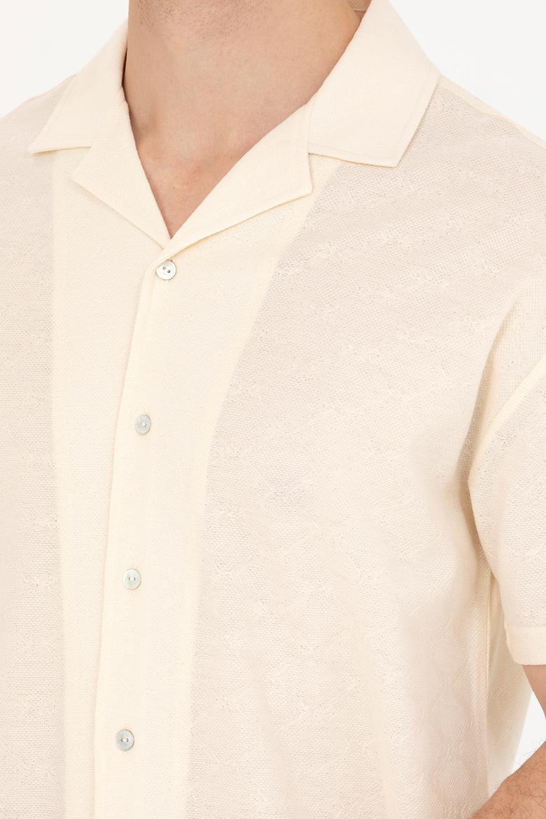 Erkek Krem Comfort Polo Yaka Tişört - 50263354013