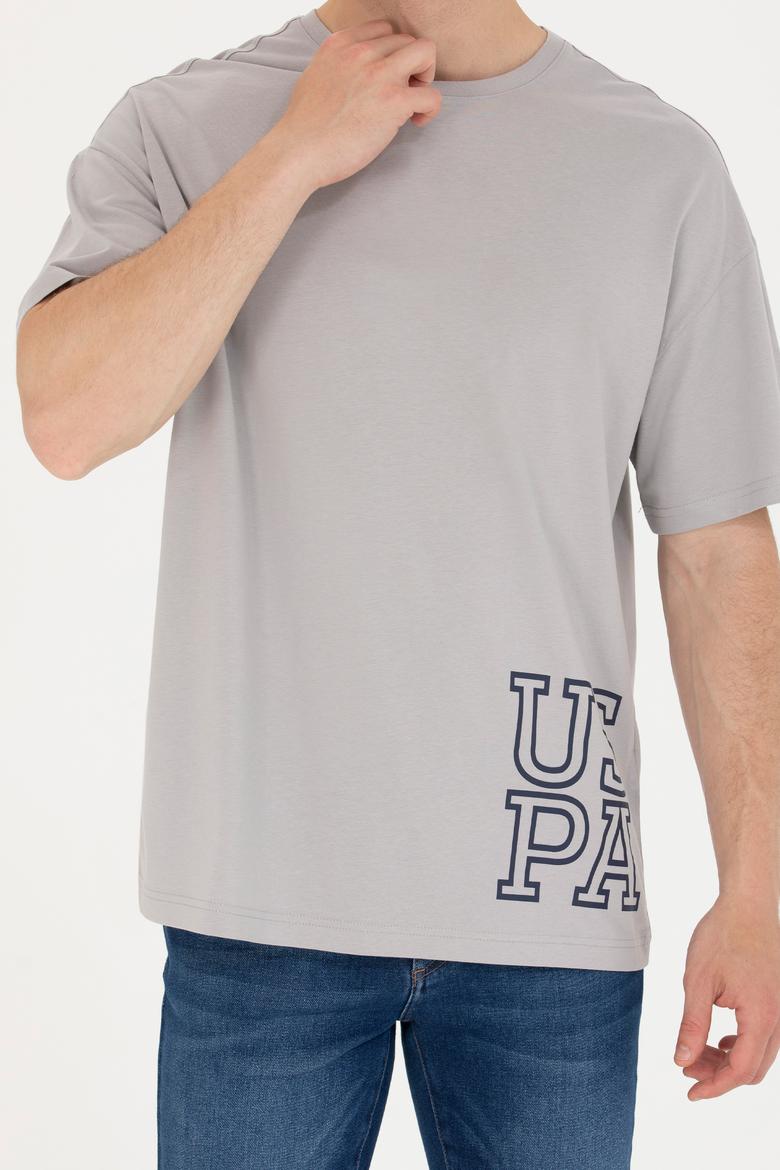 Erkek Gri Oversize Bisiklet Yaka Tişört - 50264938056