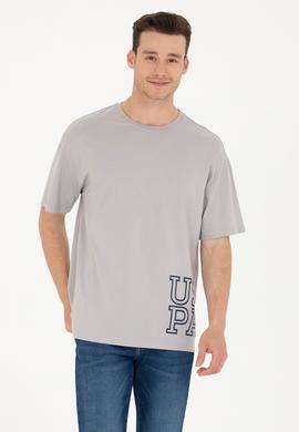 Erkek Gri Oversize Bisiklet Yaka Tişört - 50264938056