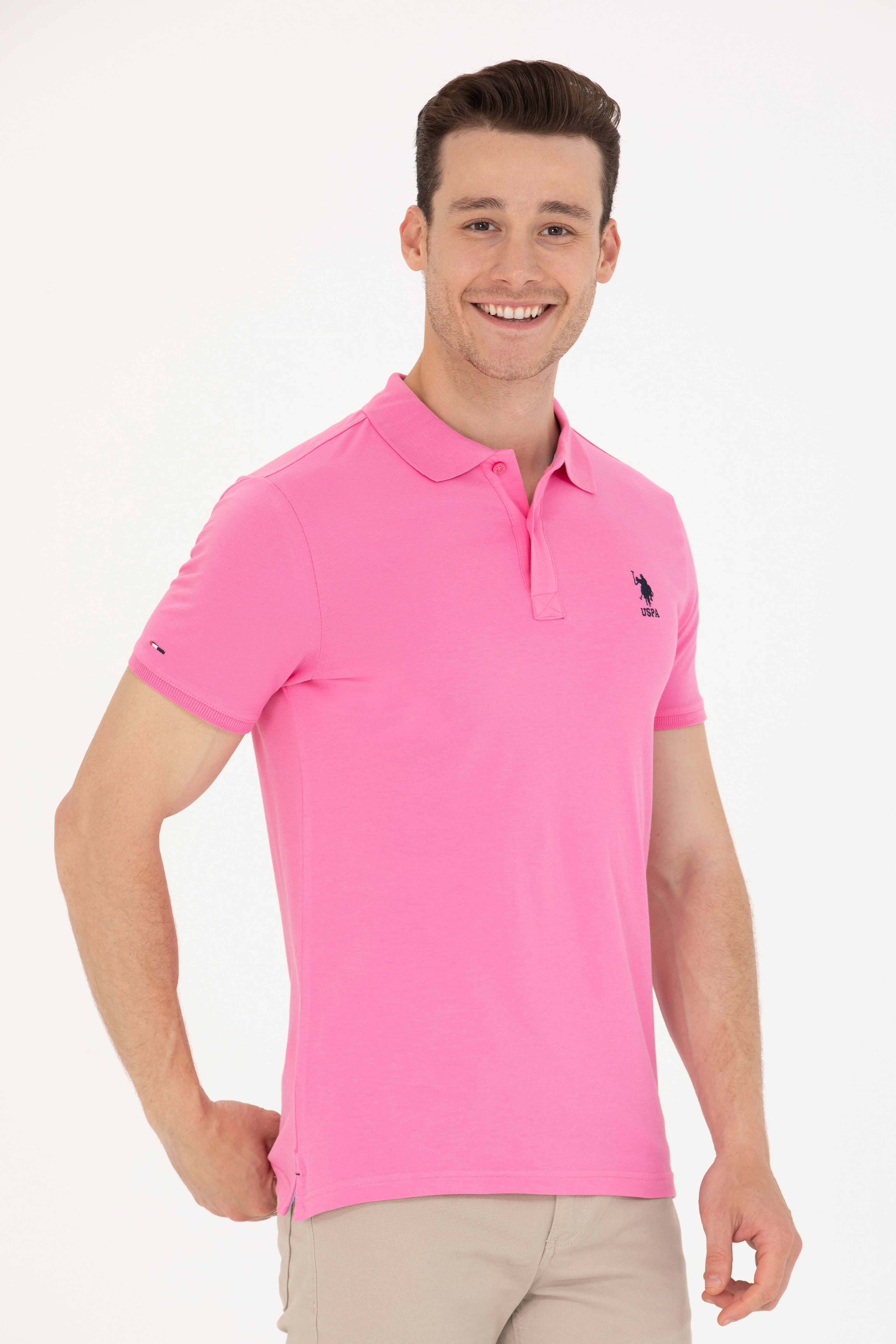 Erkek Pembe Basic Polo Yaka Tişört