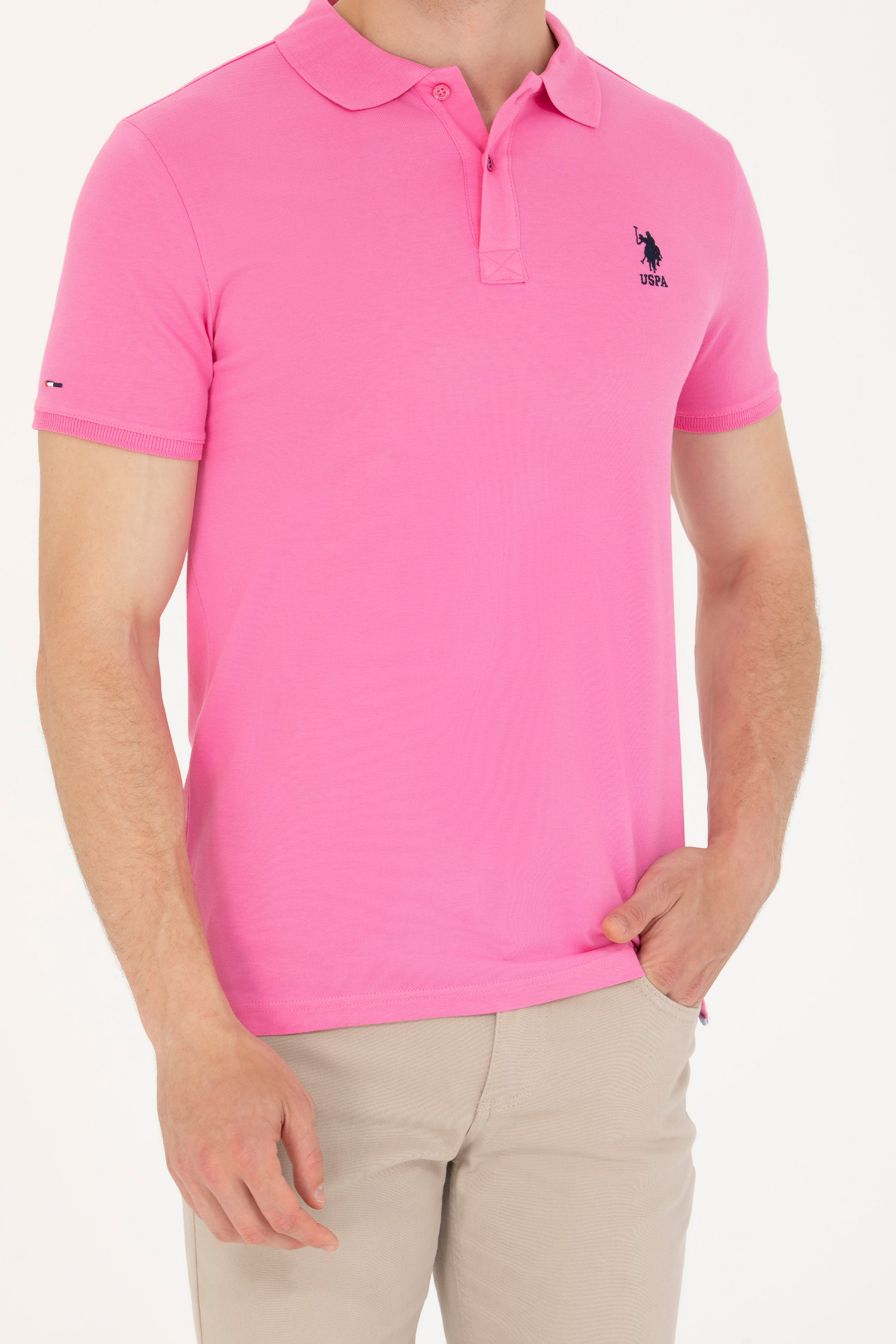 Erkek Pembe Basic Polo Yaka Tişört