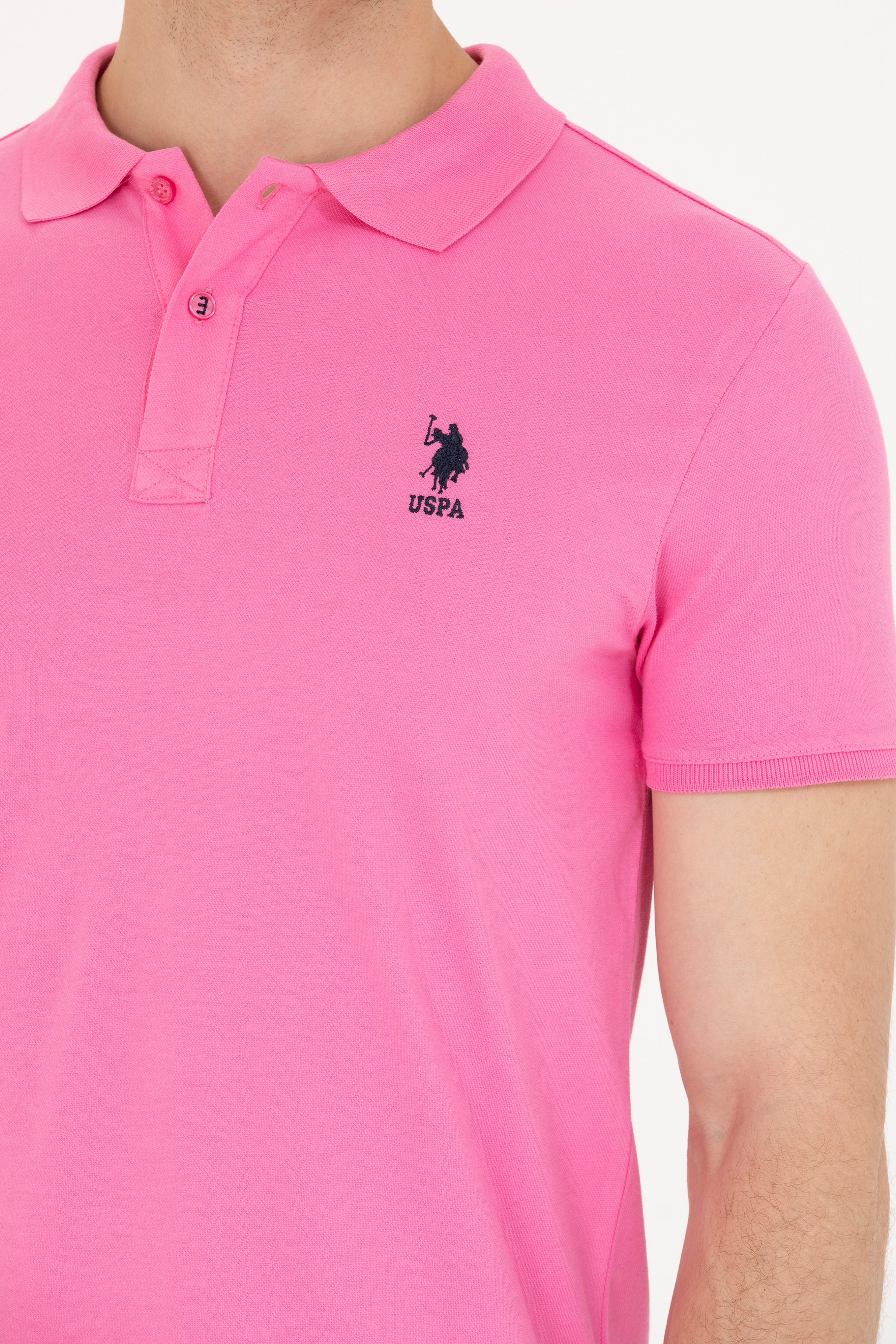 Erkek Pembe Basic Polo Yaka Tişört - Image 7