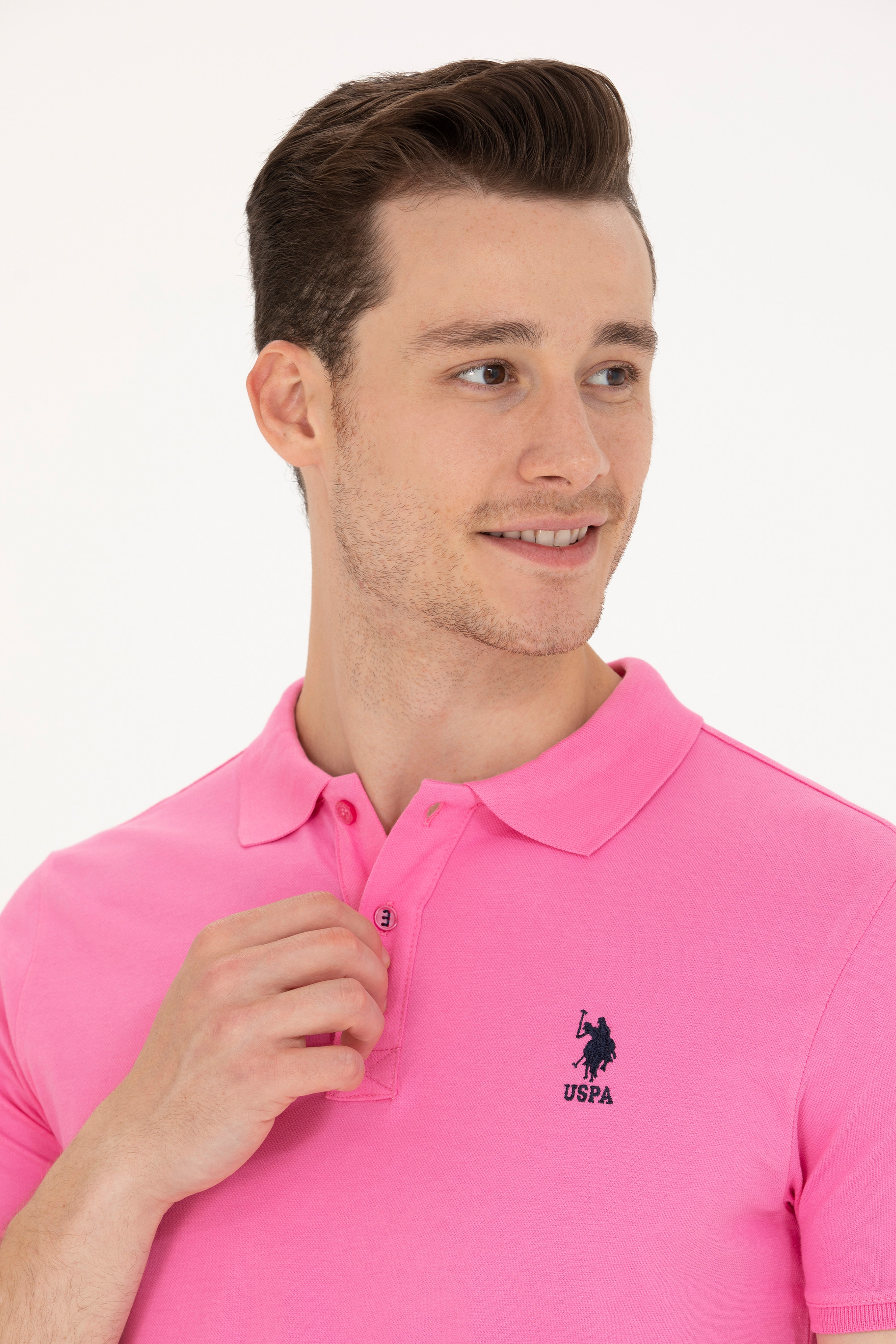 Erkek Pembe Basic Polo Yaka Tişört - Image 2