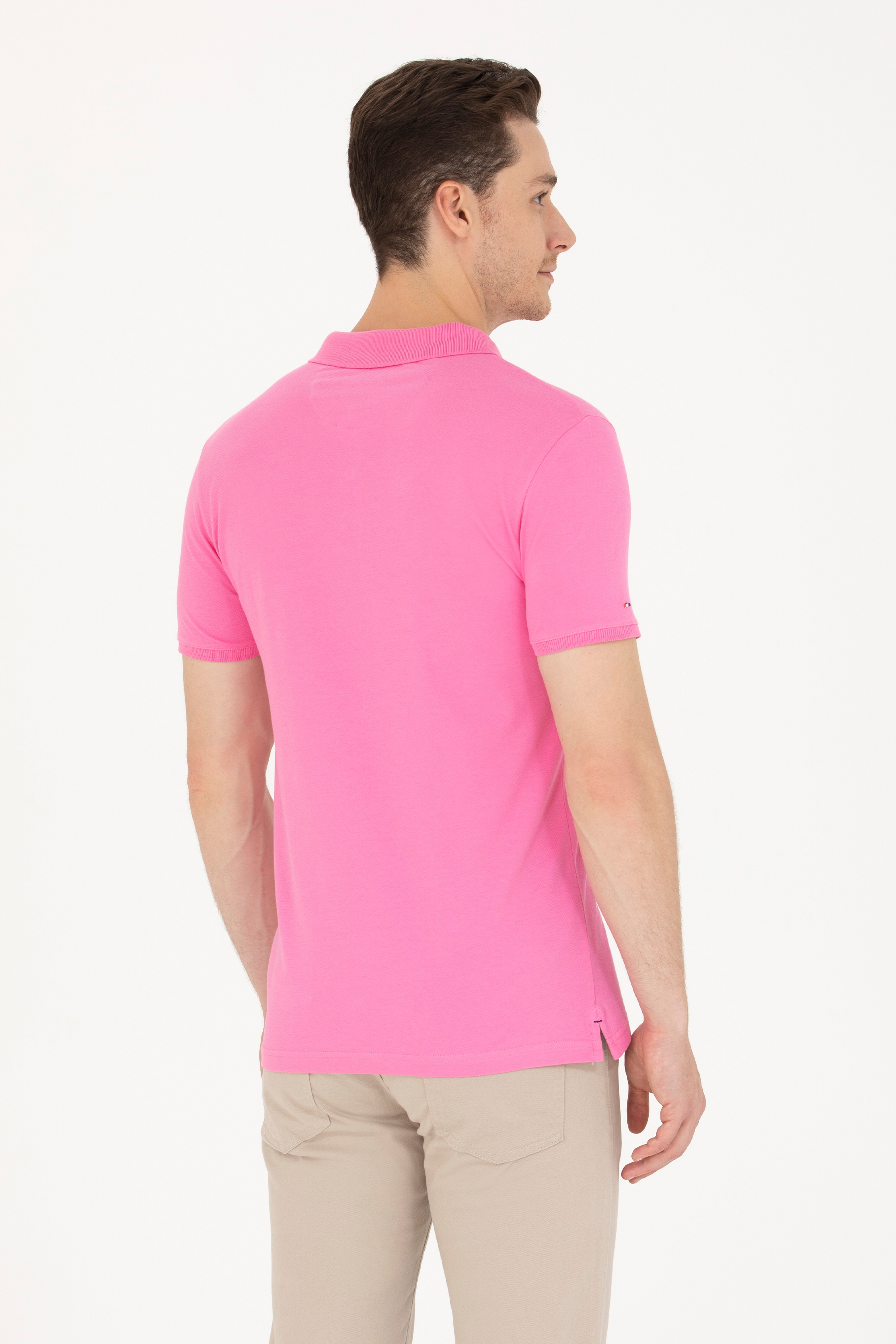 Erkek Pembe Basic Polo Yaka Tişört - Image 5