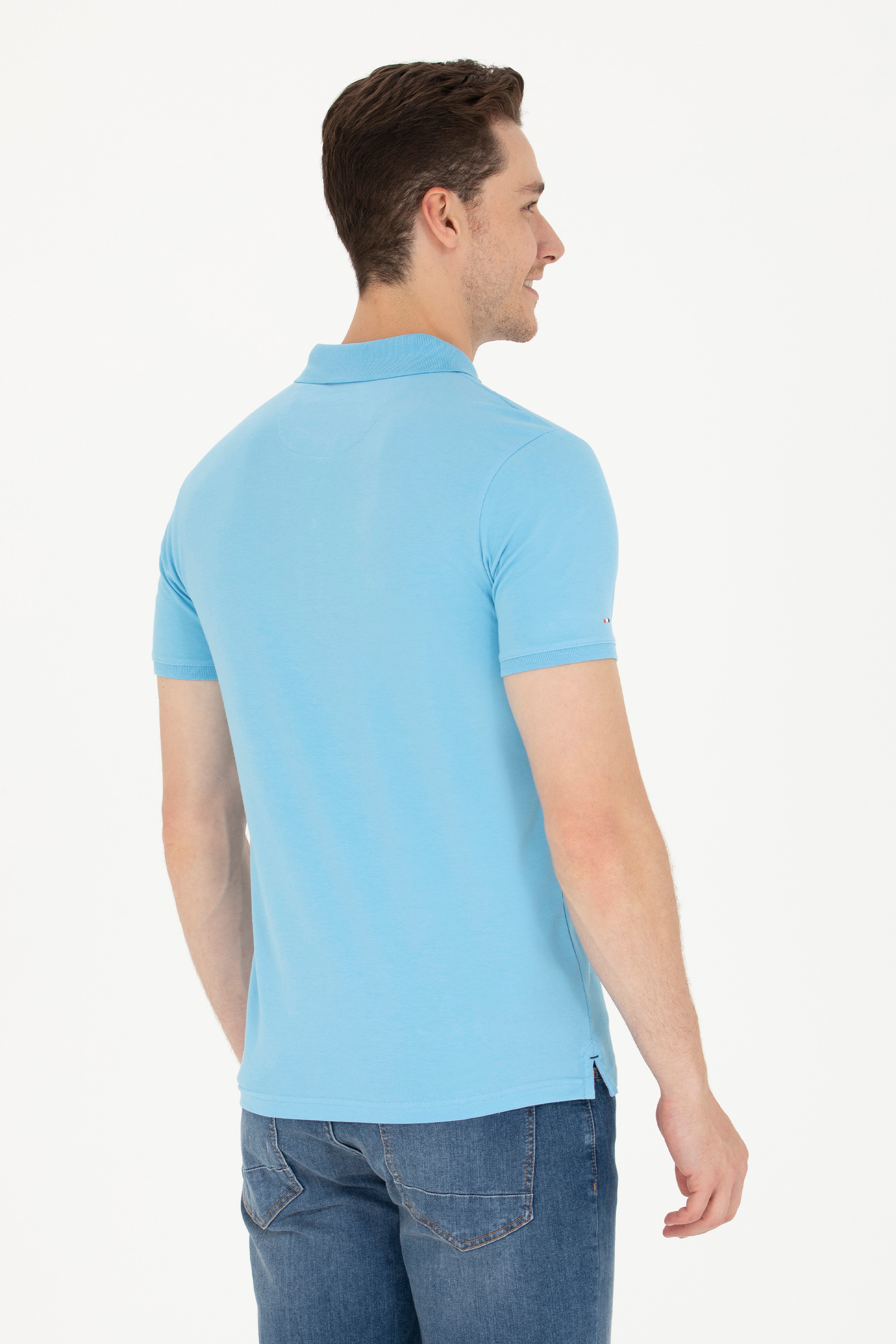 Erkek Turkuaz Basic Polo Yaka Tişört