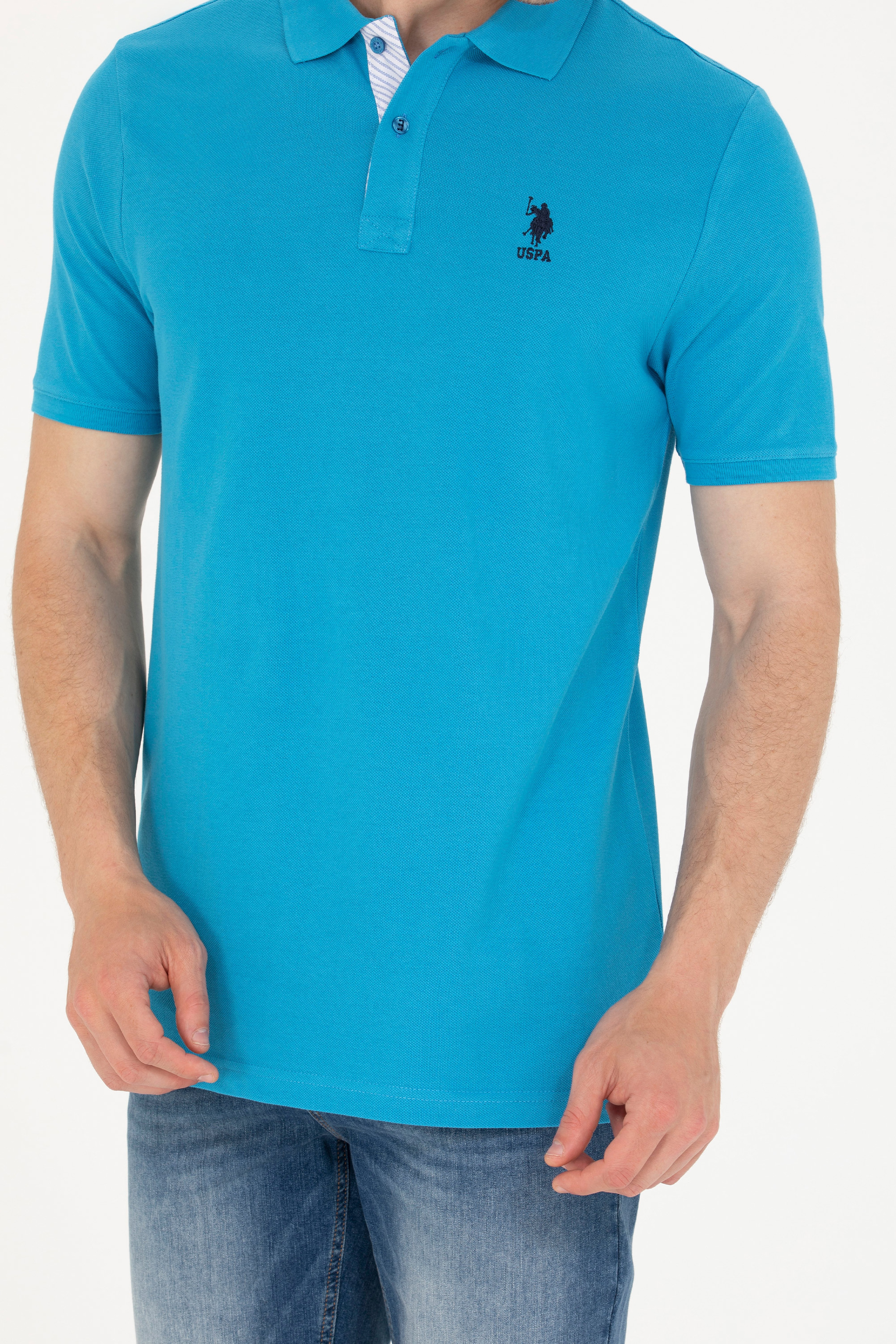 Erkek Kobalt Basic Polo Yaka Tişört