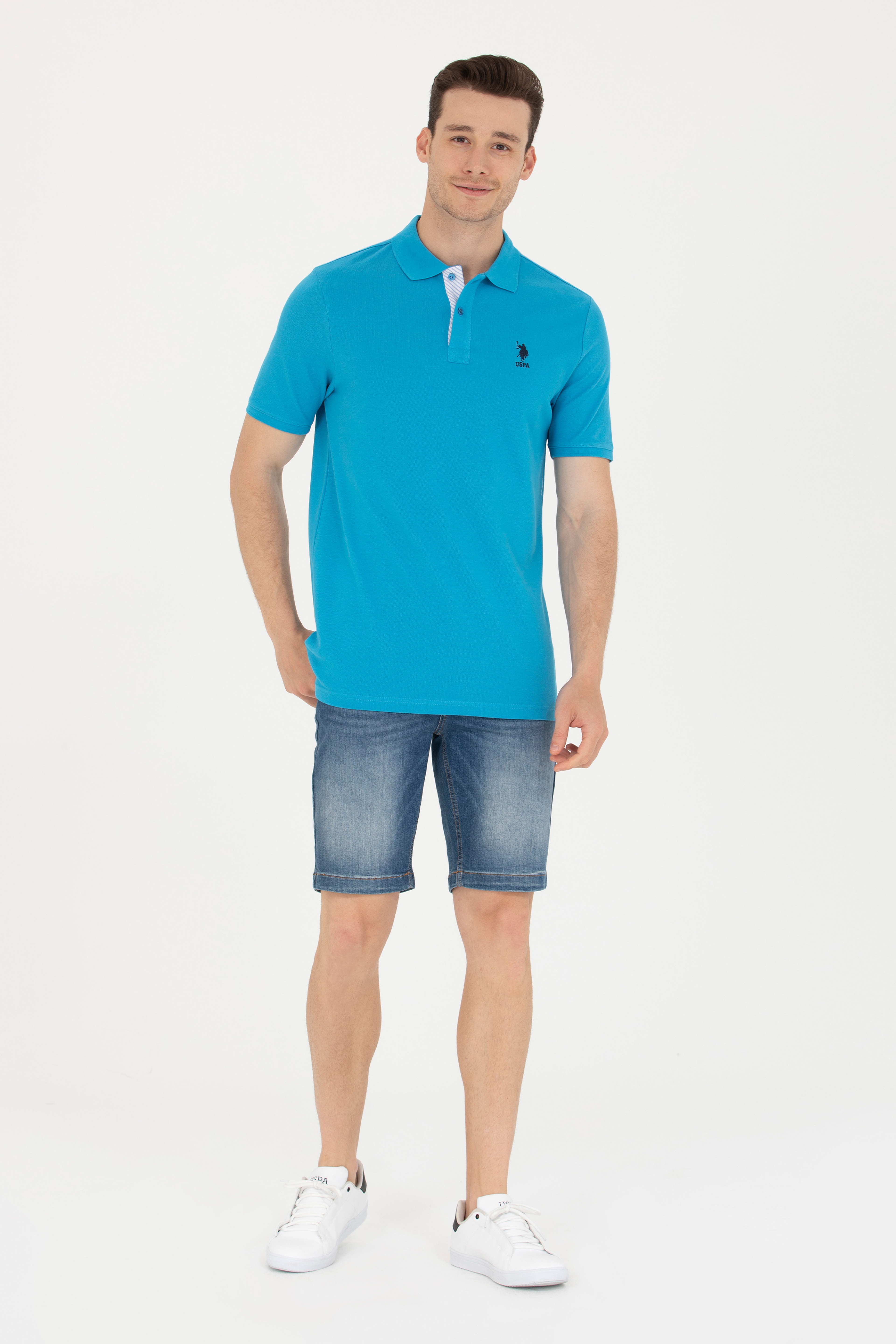 Erkek Kobalt Basic Polo Yaka Tişört
