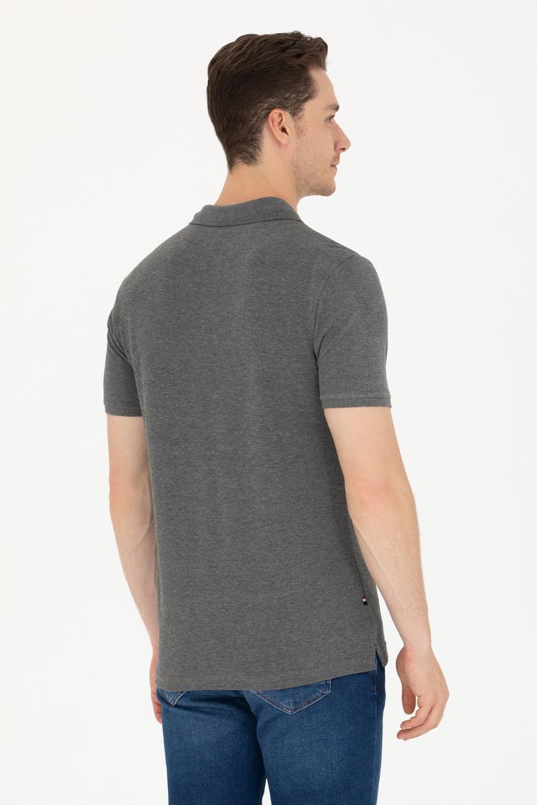 Erkek Antrasit Melanj Basic Polo Yaka Tişört - 50263236196