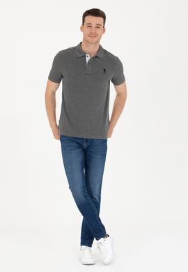 Erkek Antrasit Melanj Basic Polo Yaka Tişört - 50263236196