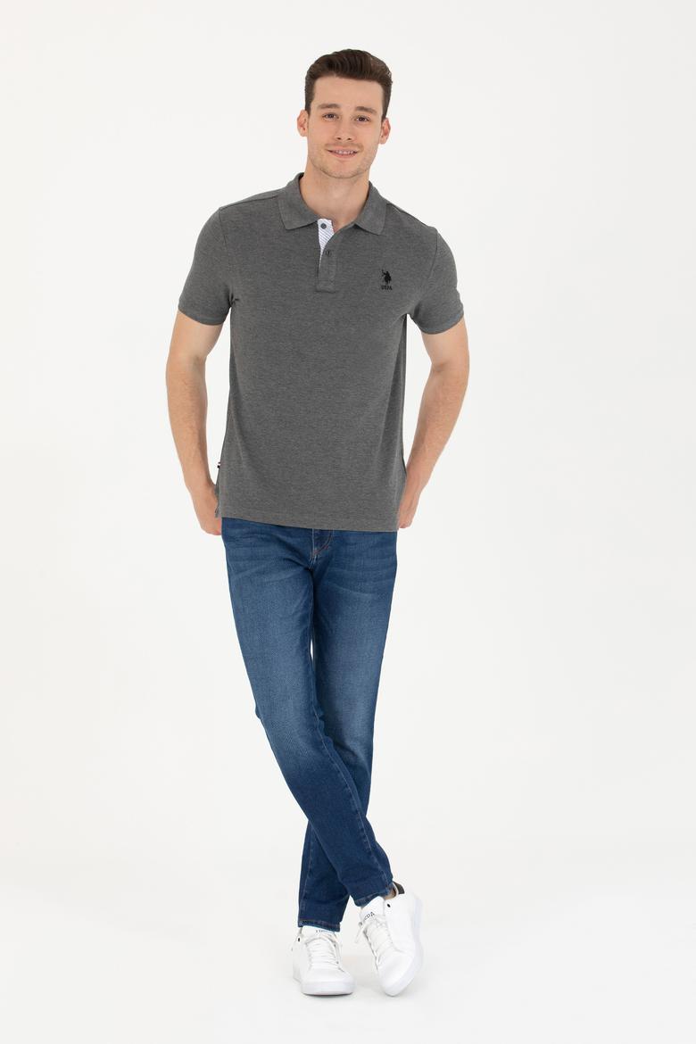 Erkek Antrasit Melanj Basic Polo Yaka Tişört - 50263236196
