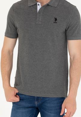 Erkek Antrasit Melanj Basic Polo Yaka Tişört - 50263236196