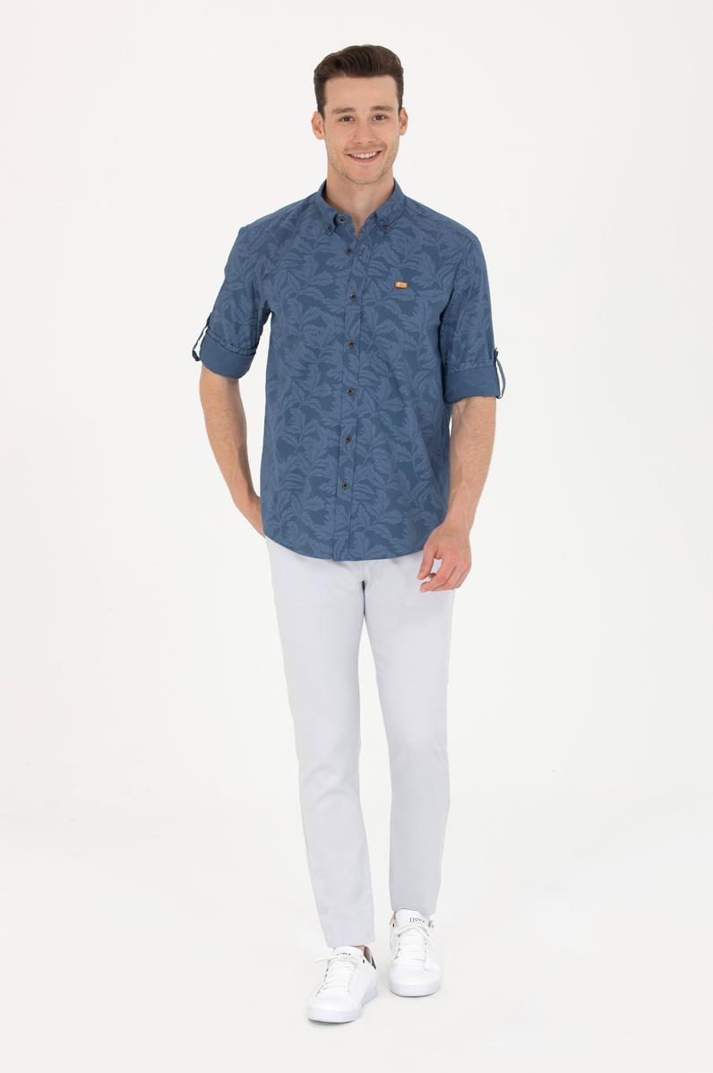 Erkek Açık Mavi Kanvas Pantolon