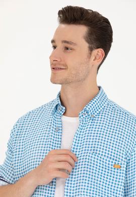 Erkek Kareli Mavi Gömlek - 50263586028