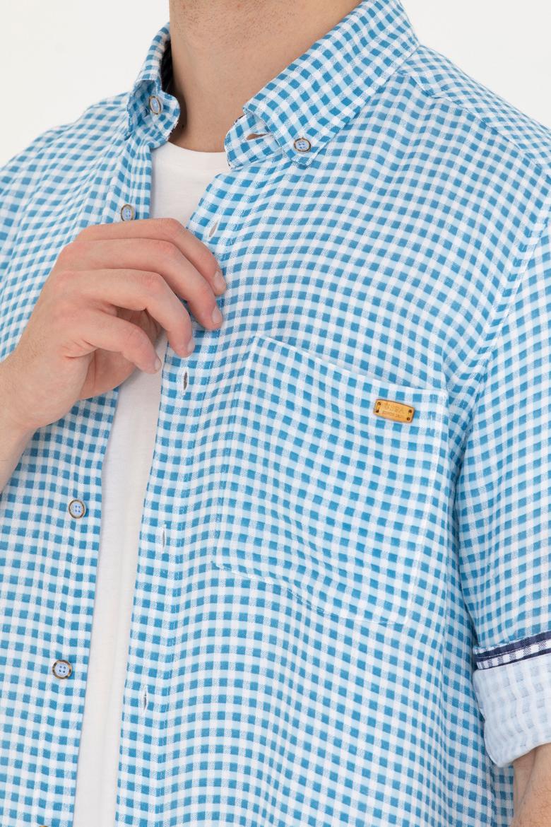 Erkek Kareli Mavi Gömlek - 50263586028