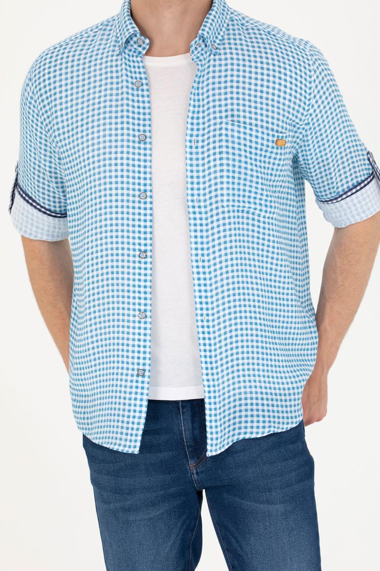 Erkek Kareli Mavi Gömlek - 50263586028