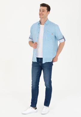 Erkek Kareli Mavi Gömlek - 50263586028