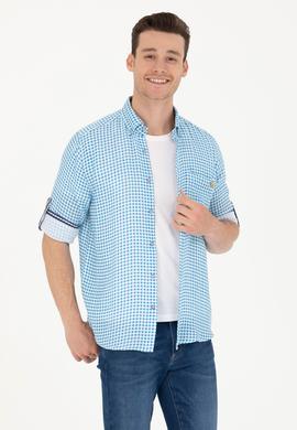 Erkek Kareli Mavi Gömlek - 50263586028