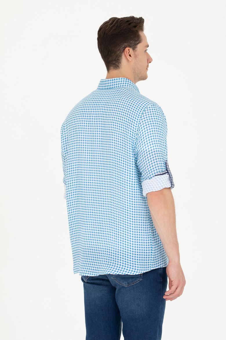 Erkek Kareli Mavi Gömlek - 50263586028