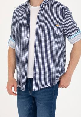 Erkek Kareli Lacivert Gömlek - 50263586021