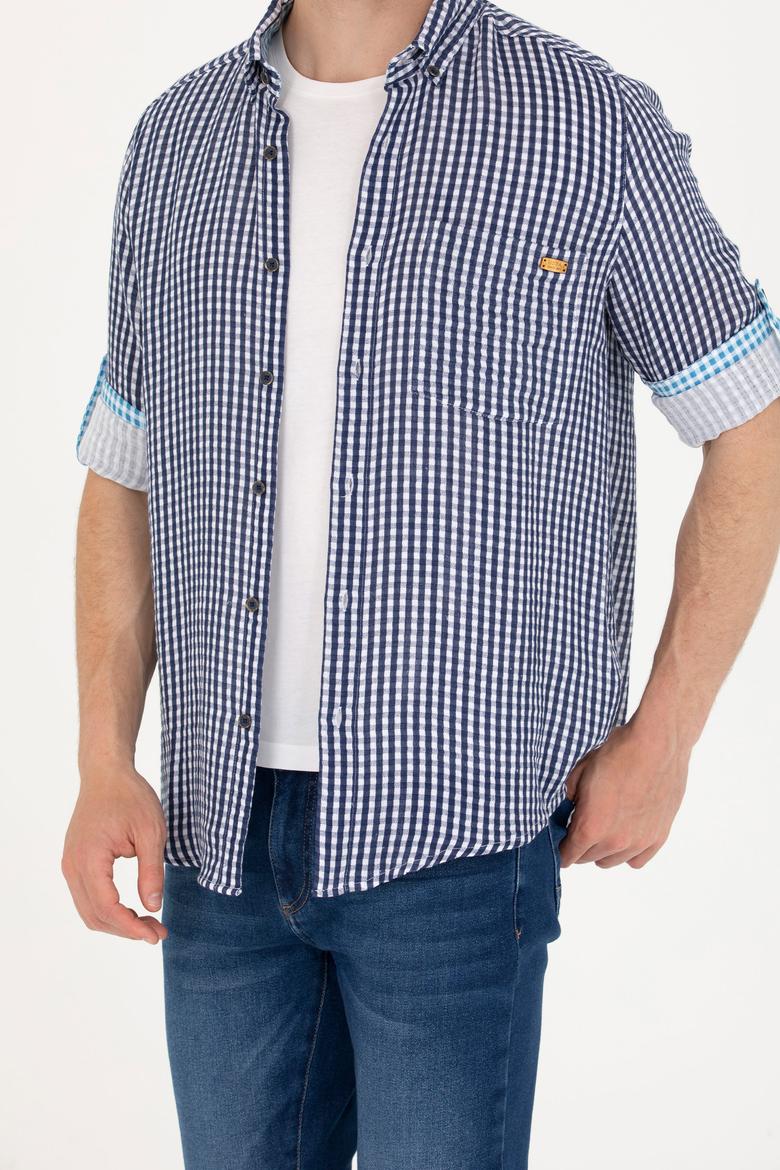 Erkek Kareli Lacivert Gömlek - 50263586021