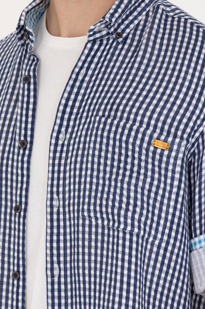 Erkek Kareli Lacivert Gömlek