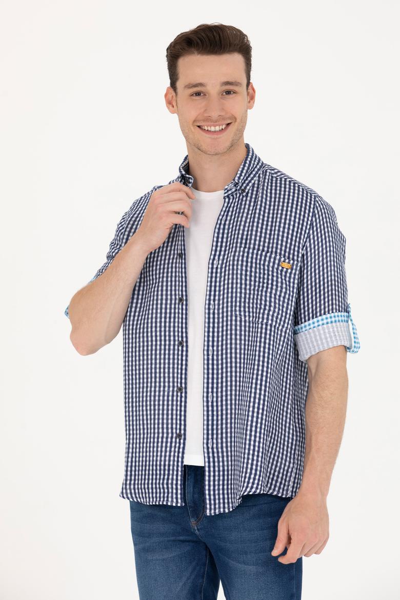 Erkek Kareli Lacivert Gömlek - 50263586021
