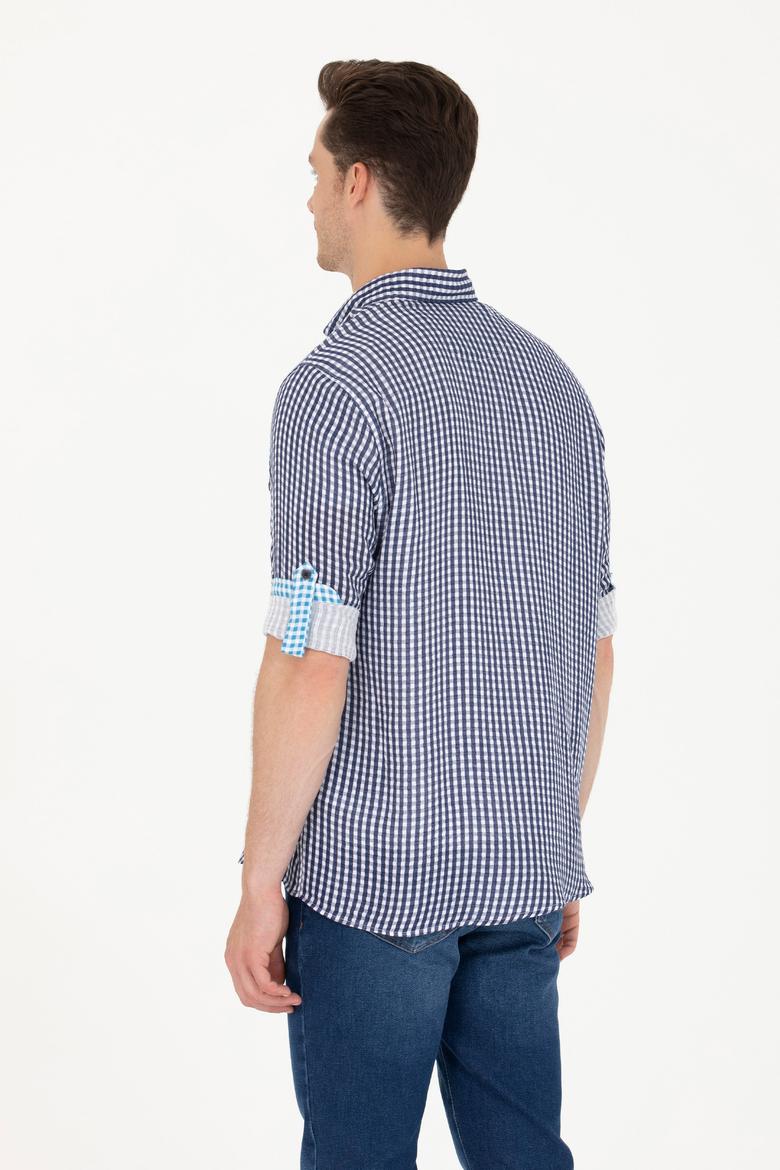 Erkek Kareli Lacivert Gömlek - 50263586021