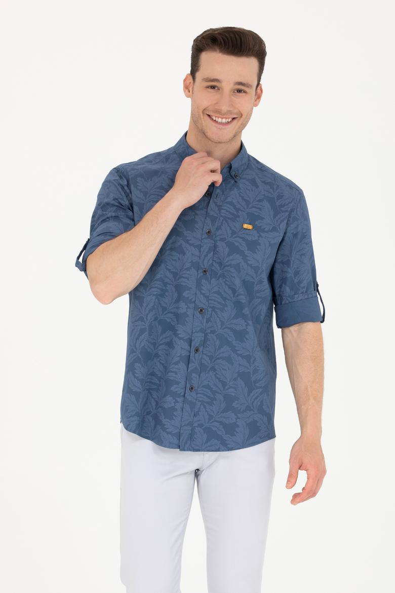 Erkek Lacivert Uzun Kollu Gömlek