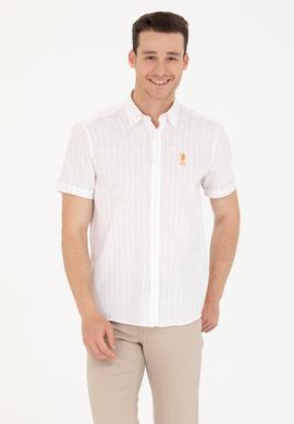 Erkek Kiremit Çizgili Beyaz Gömlek - 50263882009