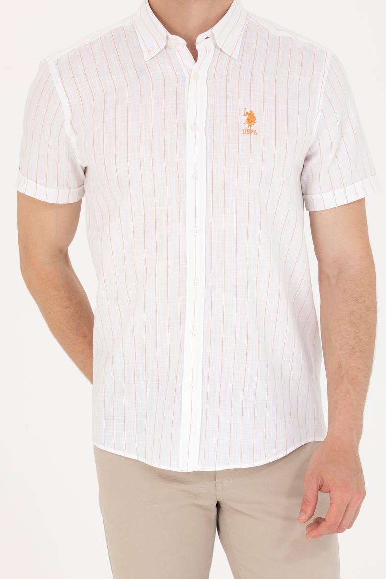 Erkek Kiremit Çizgili Beyaz Gömlek - 50263882009