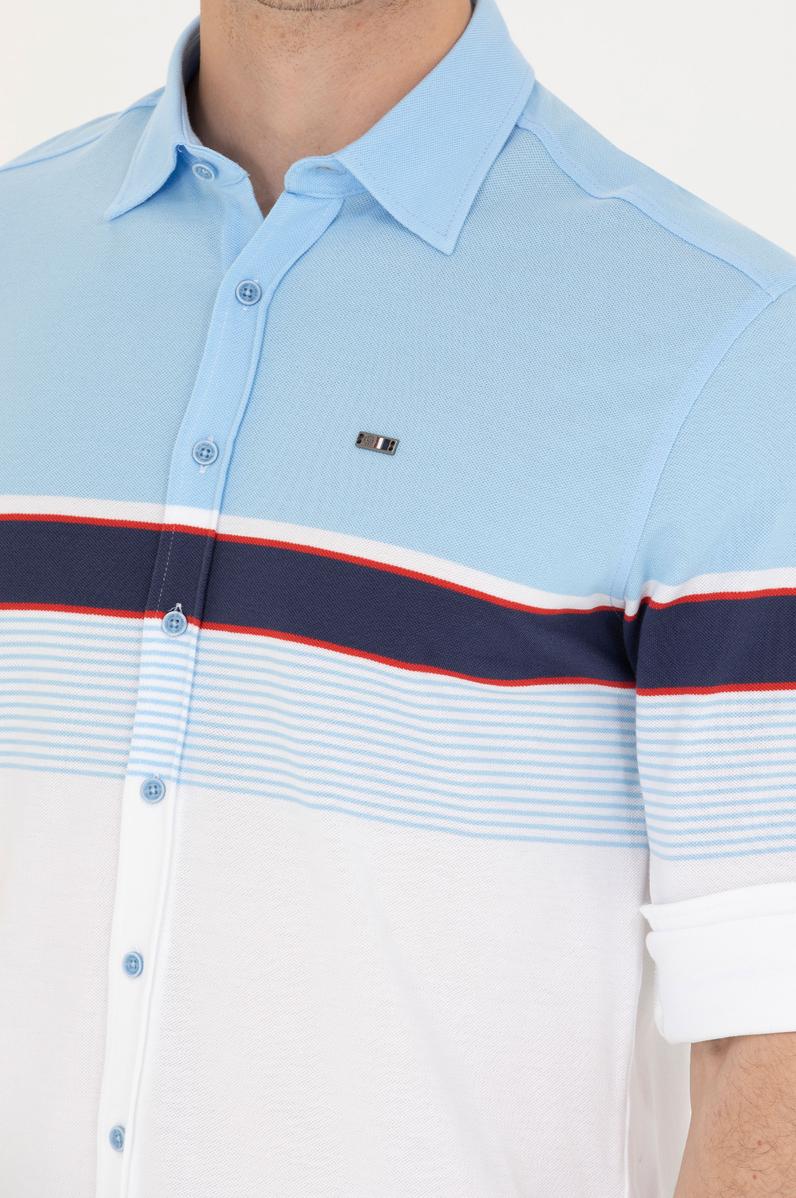 Erkek Mavi Uzun Kollu Gömlek