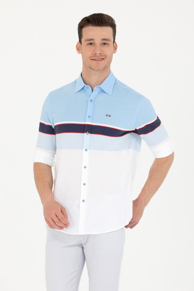 Erkek Mavi Uzun Kollu Gömlek