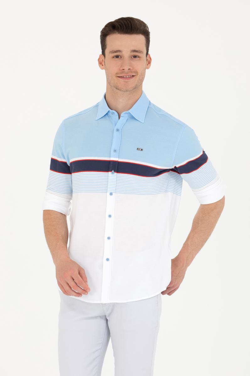 Erkek Mavi Uzun Kollu Gömlek