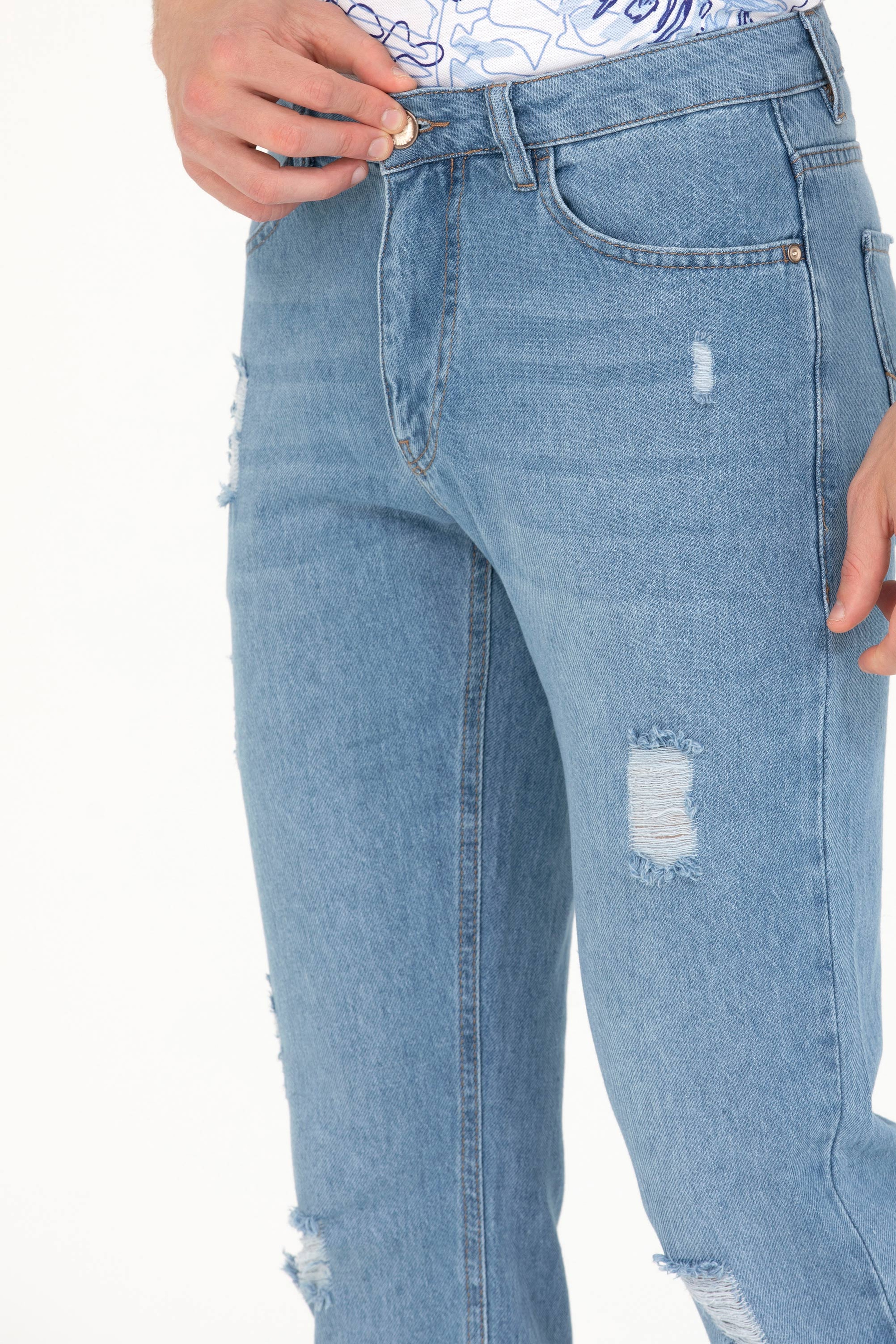 Erkek Açık Mavi Jean Pantolon