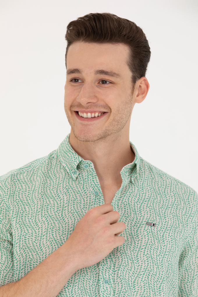 Erkek Mint Uzun Kollu Gömlek