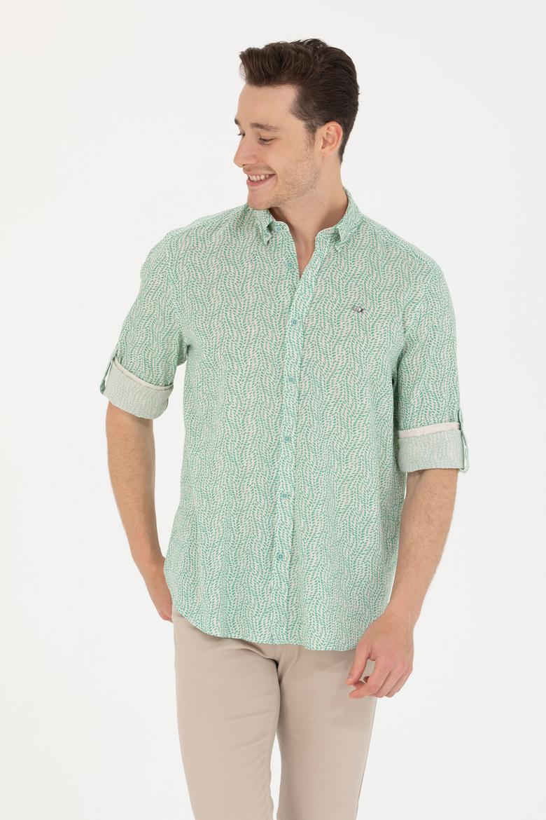 Erkek Mint Uzun Kollu Gömlek